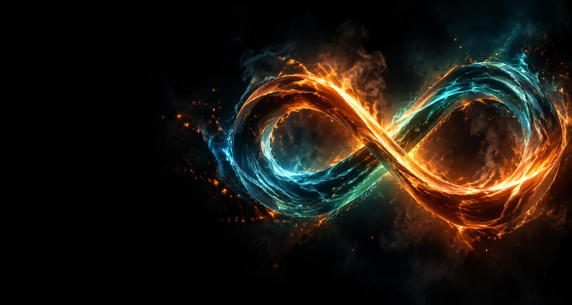 Ember and teal infinity loop of light